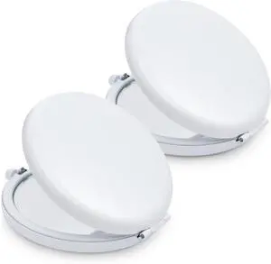 Compact Mirror, Pocket Travel Makeup Mirror for Purse, Metal Round Shell, 2-Sided 1X/2X Magnifying, Portable, Folding, Handheld, White,2 Pack Compact Mirror, Pocket Travel Makeup Mirror for Purse, Metal Round Shell, 2-Sided 1X/2X Magnifying, Portable, Folding, Handheld, White,2 Pack