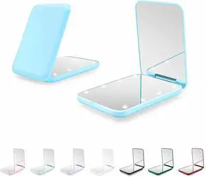 Compact Mirror with Light, 1X/3X Magnification LED Pocket Mirror for Women | Portable, Travel, Purse, Pocket, Gift, blue, mini, small, essentials, led, fiberglass, batteries, rectangular Compact Mirror with Light, 1X/3X Magnification LED Pocket Mirror for Women | Portable, Travel, Purse, Pocket, Gift, blue, mini, small, essentials, led, fiberglass, batteries, rectangular