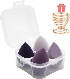 Makeup Sponges Set - Beauty sponges Blending Blenders with 1 Holder and Egg Case, Flawless for Cream, Powder and Liquid (Purple, 4Pcs+1Holder+ case) Makeup Sponges Set - Beauty sponges Blending Blenders with 1 Holder and Egg Case, Flawless for Cream, Powder and Liquid (Purple, 4Pcs+1Holder+ case)