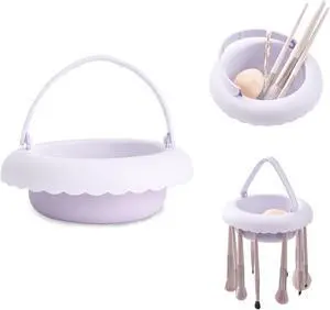 Makeup Brush Cleaner Mat with Handle, 3 in 1 Portable Silicone Makeup Brush Cleaner Bowl, Cosmetic Brushes Cleaning Tool Organizer for Storage and Air Drying, Purple Makeup Brush Cleaner Mat with Handle, 3 in 1 Portable Silicone Makeup Brush Cleaner Bowl, Cosmetic Brushes Cleaning Tool Organizer for Storage and Air Drying, Purple