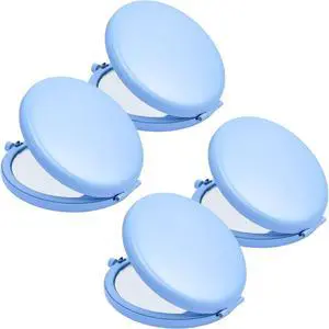 Compact Mirror for Purse, Metal Round Shell, Double-Sided 1X/2X Magnifying, Portable Travel Makeup Mirror, Mini Pocket Mirror, Baby Blue, 4 Packs Compact Mirror for Purse, Metal Round Shell, Double-Sided 1X/2X Magnifying, Portable Travel Makeup Mirror, Mini Pocket Mirror, Baby Blue, 4 Packs