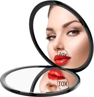 Gospire 4" Ultra-Thin Pocket 1X/10X Makeup Mirror for Travel | Double Sided Magnifying, Suitable for Portable Compact Handbag, Handheld Round Foldable Cosmetic Mirror for Women (Black) Gospire 4" Ultra-Thin Pocket 1X/10X Makeup Mirror for Travel | Double Sided Magnifying, Suitable for Portable Compact Handbag, Handheld Round Foldable Cosmetic Mirror for Women (Black)