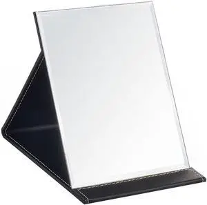 JOLY Desk Mirror, Pu Leather Portable Folding Desktop Makeup Mirror with Adjustable Stand for Personal Office Travelling (L, Black) JOLY Desk Mirror, Pu Leather Portable Folding Desktop Makeup Mirror with Adjustable Stand for Personal Office Travelling (L, Black)