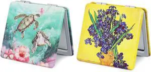 Pocket Mirror for Women, 2 Pcs Square 2.8 PU Style Double Sided 1X/3X Mirror for Purse Travel Compact Mirror (MA01OP03) Pocket Mirror for Women, 2 Pcs Square 2.8 PU Style Double Sided 1X/3X Mirror for Purse Travel Compact Mirror (MA01OP03)