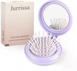 Folding Hair Brush with Mirror for Women Men and KidsPortable Compact Hair Brush for Purse Pocket Bags, Travel Size Foldable brush with Case, Easy to Carry(Purple) Folding Hair Brush with Mirror for Women Men and KidsPortable Compact Hair Brush for Purse Pocket Bags, Travel Size Foldable brush with Case, Easy to Carry(Purple)