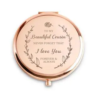 Personalized Gifts for Cousin, Custom Cousin Gifts for Birthday, Engraved Compact Mirror, Mothers Day Basket Stuffers Personalized Gifts for Cousin, Custom Cousin Gifts for Birthday, Engraved Compact Mirror, Mothers Day Basket Stuffers
