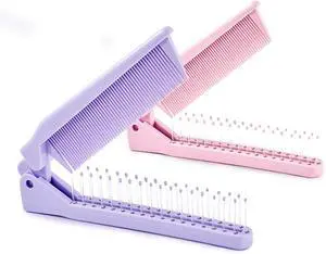 2 Pack Folding Hair Combs, Foldable Comb Brush Combo, Mini Protable Folding brush for Purse Bags Porket, Travel Size Hair Comb, Small Pocket Combs for Women and Girls(Pink&Purple) 2 Pack Folding Hair Combs, Foldable Comb Brush Combo, Mini Protable Folding brush for Purse Bags Porket, Travel Size Hair Comb, Small Pocket Combs for Women and Girls(Pink&Purple)