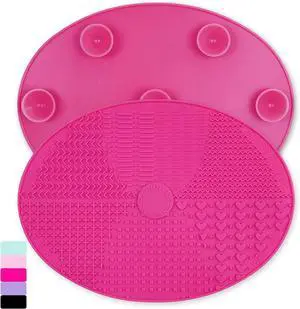Makeup Brush Cleaner Mat Silicone Brush Cleaning Mat Big Size Make Up Brush Clean Pad with Suction Cup for Makeup Brush Cleaning (Hot Pink) Makeup Brush Cleaner Mat Silicone Brush Cleaning Mat Big Size Make Up Brush Clean Pad with Suction Cup for Makeup Brush Cleaning (Hot Pink)