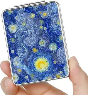 Pocket Mirror, Small Travel Mirror with Magnification, Portable Double-Sided Magnifying Cosmetic Mirror for Daily (Blue Moon) Pocket Mirror, Small Travel Mirror with Magnification, Portable Double-Sided Magnifying Cosmetic Mirror for Daily (Blue Moon)