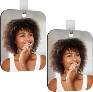 2PCS Shower Mirror Fogless for Shaving, Large 10x8'' Unbreakable Deluxe Makeup Portable Locker Mirror with 1 Adhesive Hooks, Plastic Frameless Bathroom Shatterproof Handheld Mirror for Men & Women 2PCS Shower Mirror Fogless for Shaving, Large 10x8'' Unbreakable Deluxe Makeup Portable Locker Mirror with 1 Adhesive Hooks, Plastic Frameless Bathroom Shatterproof Handheld Mirror for Men & Women