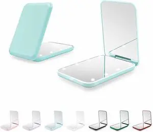 Compact Mirror with Light, 1X/3X Magnification LED Pocket Mirror for Women | Portable, Travel, Purse, Pocket, Gift, mint green, mini, small, essentials, led, fiberglass, batteries, rectangular Compact Mirror with Light, 1X/3X Magnification LED Pocket Mirror for Women | Portable, Travel, Purse, Pocket, Gift, mint green, mini, small, essentials, led, fiberglass, batteries, rectangular