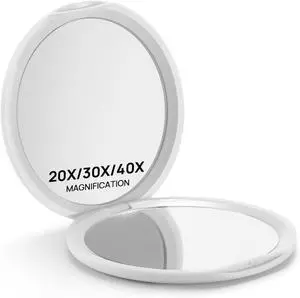 Macaki 1x/20x Compact Magnifying Mirror for Travel and Makeup, 3 in, White | Small Mirror for Purse, Portable Makeup Mirror, Dual-Sided Flip, Smooth Plastic & Glass,Purse Essentials Macaki 1x/20x Compact Magnifying Mirror for Travel and Makeup, 3 in, White | Small Mirror for Purse, Portable Makeup Mirror, Dual-Sided Flip, Smooth Plastic & Glass,Purse Essentials