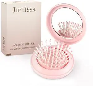 Folding Hair Brush with Mirror for Women Men and KidsPortable Compact Hair Brush for Purse Pocket Bags, Travel Size Foldable brush with Case, Easy to Carry(Pink) Folding Hair Brush with Mirror for Women Men and KidsPortable Compact Hair Brush for Purse Pocket Bags, Travel Size Foldable brush with Case, Easy to Carry(Pink)