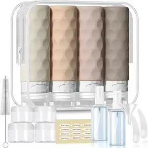 Silevoler 16pack Travel Bottles for Toiletries, TSA Approved Travel Size Containers Set, Leak Proof Refillable Liquid & Creams Toiletries Accessories Kit W/Toiletry Bag (Cream) Silevoler 16pack Travel Bottles for Toiletries, TSA Approved Travel Size Containers Set, Leak Proof Refillable Liquid & Creams Toiletries Accessories Kit W/Toiletry Bag (Cream)