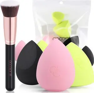 docolor Makeup Sponges Flat Kabuki Brush Set 6 Pcs, For Flawless Finish | Foundation Blending Kit for Liquid Cream Powder Makeup, Airbrush Full Coverage Face Blender, Non-Absorbent docolor Makeup Sponges Flat Kabuki Brush Set 6 Pcs, For Flawless Finish | Foundation Blending Kit for Liquid Cream Powder Makeup, Airbrush Full Coverage Face Blender, Non-Absorbent