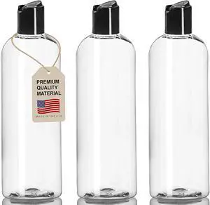 ljdeals 16 oz Clear Plastic Refillable Squeeze Bottles (3 Pack), BPA-Free Empty Travel Containers with Leak-Proof Disc Top Flip Caps for Shampoo, Lotion, Soap, and Creams, made in USA ljdeals 16 oz Clear Plastic Refillable Squeeze Bottles (3 Pack), BPA-Free Empty Travel Containers with Leak-Proof Disc Top Flip Caps for Shampoo, Lotion, Soap, and Creams, made in USA