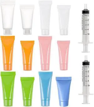 BENECREAT 24PCS 5ml/10ml 6-Colors Plastic Squeeze Tubes Travel Size Makeup Sample Bottles with 4PCS Funnel and 2PCS 5ml Syringe for Lotion, Cream, Shampoo and Facial Cleaning BENECREAT 24PCS 5ml/10ml 6-Colors Plastic Squeeze Tubes Travel Size Makeup Sample Bottles with 4PCS Funnel and 2PCS 5ml Syringe for Lotion, Cream, Shampoo and Facial Cleaning