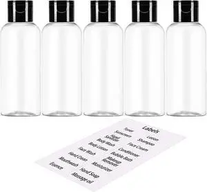 DNSEN 5 Pack 3.4 oz Travel Size Bottles for Toiletries TSA Approved Leak Proof Empty Refillable Liquid Containers with Labels DNSEN 5 Pack 3.4 oz Travel Size Bottles for Toiletries TSA Approved Leak Proof Empty Refillable Liquid Containers with Labels