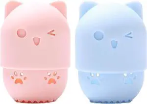 2 Pcs Beauty Blender Holder Makeup Sponge Holder Beauty Blender Travel Case Cute Cat Shape Cosmetic Sponge Drying Holder 2 Pcs Beauty Blender Holder Makeup Sponge Holder Beauty Blender Travel Case Cute Cat Shape Cosmetic Sponge Drying Holder
