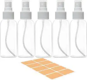 DNSEN 5 Pack 3.4 oz Travel Spray Bottles TSA Approved Fine Mist Travel Size Spray Bottle for Liquids Refillable Empty Clear Plastic Bottles with Labels DNSEN 5 Pack 3.4 oz Travel Spray Bottles TSA Approved Fine Mist Travel Size Spray Bottle for Liquids Refillable Empty Clear Plastic Bottles with Labels
