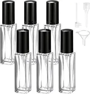 Perfume Travel Refillable, 6 Pcs 10 ml Glass Atomizers (Black) | Leak-resistant fine mist spray, mini perfume bottle set with filling tools, portable for travel, gym, office and daily use Perfume Travel Refillable, 6 Pcs 10 ml Glass Atomizers (Black) | Leak-resistant fine mist spray, mini perfume bottle set with filling tools, portable for travel, gym, office and daily use