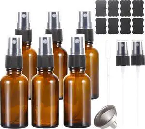 1 oz ml Amber Glass Spray Bottles,Small Empty Fine Mist Refillable Travel Spray Bottle for Cleaning,Perfume,Aromatherapy,Cosmetic Sprays,Hair,Essential Oils with Fine Mist Dispenser6 Pack 1 oz ml Amber Glass Spray Bottles,Small Empty Fine Mist Refillable Travel Spray Bottle for Cleaning,Perfume,Aromatherapy,Cosmetic Sprays,Hair,Essential Oils with Fine Mist Dispenser6 Pack