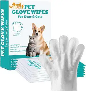 Pet Cleaning Glove Wipes 6 Count | Individually Wrapped Disposable Grooming Glove Wipes with Aloe & Jojoba Oil, Waterless No-Rinse Odor Contro Pet Cleaning Glove Wipes 6 Count | Individually Wrapped Disposable Grooming Glove Wipes with Aloe & Jojoba Oil, Waterless No-Rinse Odor Contro