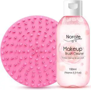 Norate Makeup Brush Cleaner, Make Up Brush Cleaner Solution + Makeup Brush Cleaner Mat, Brush Cleaner Pad for Deep Clean Brush Shampoo, Gentle Formula Cruelty Free, 2 Piece Set Norate Makeup Brush Cleaner, Make Up Brush Cleaner Solution + Makeup Brush Cleaner Mat, Brush Cleaner Pad for Deep Clean Brush Shampoo, Gentle Formula Cruelty Free, 2 Piece Set