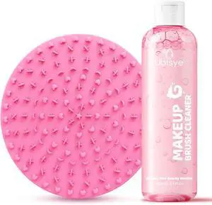Makeup Brush Cleaner, Make Up Brush Cleaner Solution & Brush Cleaner Mat, Brush Cleaner Pad, Deep Clean Brush Shampoo for Makeup Brushes & Sponges, Gentle Formula Cruelty Free, 2 Pieces Set Makeup Brush Cleaner, Make Up Brush Cleaner Solution & Brush Cleaner Mat, Brush Cleaner Pad, Deep Clean Brush Shampoo for Makeup Brushes & Sponges, Gentle Formula Cruelty Free, 2 Pieces Set