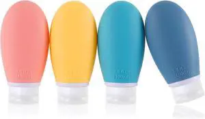 Silicone Travel Bottles, 4 Pack 3.4oz Leak Proof Liquid Squeezable Refillable Portable Accessories/Cosmetic Containers, BPA Free, Travel Size for Toiletries Shampoo Conditioner Lotion Silicone Travel Bottles, 4 Pack 3.4oz Leak Proof Liquid Squeezable Refillable Portable Accessories/Cosmetic Containers, BPA Free, Travel Size for Toiletries Shampoo Conditioner Lotion