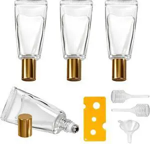 4Pack Essential Oil Roller Bottles, 10ml Refillable Leak-proof Empty Tube-Shaped Glass Roller Bottles with Stainless Steel Roller Balls and Gold Caps for Travel, Perfume, Aromatherapy 4Pack Essential Oil Roller Bottles, 10ml Refillable Leak-proof Empty Tube-Shaped Glass Roller Bottles with Stainless Steel Roller Balls and Gold Caps for Travel, Perfume, Aromatherapy
