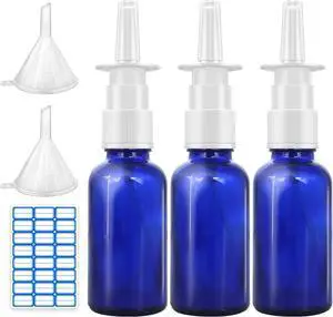 Cupohus Nasal Spray Bottle, 3 Pcs 30ML/1oz Cobalt Blue Glass Refillable Fine Mist Sprayers Atomizers, Travel Sized, Empty Nasal Sprayer with Funnels and Labels Cupohus Nasal Spray Bottle, 3 Pcs 30ML/1oz Cobalt Blue Glass Refillable Fine Mist Sprayers Atomizers, Travel Sized, Empty Nasal Sprayer with Funnels and Labels
