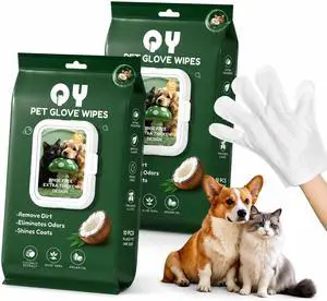 10-Pack Pet Cleaning Glove Wipes with Lid | Extra Thick Dog & Cat Grooming Gloves | Rinse-Free Bath Wipes with Coconut, Aloe, Corn & Jojoba for Odor Control & Daily Care 10-Pack Pet Cleaning Glove Wipes with Lid | Extra Thick Dog & Cat Grooming Gloves | Rinse-Free Bath Wipes with Coconut, Aloe, Corn & Jojoba for Odor Control & Daily Care