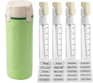 4 in 1 Travel Dispenser Bottle, Refillable Travel Pump Bottles for Shampoo, Conditioner, Body Wash and Lotion, Compact Toiletry Organizer for Trips, Gym and Camping 4 in 1 Travel Dispenser Bottle, Refillable Travel Pump Bottles for Shampoo, Conditioner, Body Wash and Lotion, Compact Toiletry Organizer for Trips, Gym and Camping