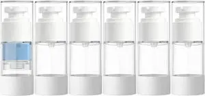 Clear Airless Pump Bottles, Vacuum Travel Cosmetic Containers | 0.5OZ/15ML 6Pack Lotion Dispenser Pump Bottles; For Cream, Foundation & Skincare Cosmetics; With Labels & Wooden Sticks Clear Airless Pump Bottles, Vacuum Travel Cosmetic Containers | 0.5OZ/15ML 6Pack Lotion Dispenser Pump Bottles; For Cream, Foundation & Skincare Cosmetics; With Labels & Wooden Sticks