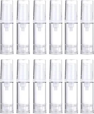 Wresty 12 Pcs Vacuum Lotion Bottles - Plastic Airless Pump Bottles, Travel DIY Cosmetic Cream & Makeup Foundation Toiletries Liquid Vacuum Container (5ml) Wresty 12 Pcs Vacuum Lotion Bottles - Plastic Airless Pump Bottles, Travel DIY Cosmetic Cream & Makeup Foundation Toiletries Liquid Vacuum Container (5ml)