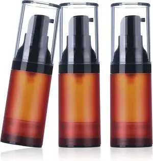 Airless Pump Bottles, 0.5 oz Travel Size Dispenser Brown Refillable Pump Bottle Containers for Skincare Serum Lotion Foundation 15ml (3 Pieces) Airless Pump Bottles, 0.5 oz Travel Size Dispenser Brown Refillable Pump Bottle Containers for Skincare Serum Lotion Foundation 15ml (3 Pieces)