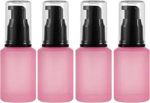 30ml Pink Frosted Glass Lotion Pump Bottles with Black Pump and Clear Cap Set of 4, Refillable Travel Cosmetic Containers Portable Lotion Bottle for Lotion, Serum, Cream, Skincare 30ml Pink Frosted Glass Lotion Pump Bottles with Black Pump and Clear Cap Set of 4, Refillable Travel Cosmetic Containers Portable Lotion Bottle for Lotion, Serum, Cream, Skincare