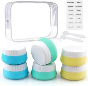 6Pcs Silicone Travel Jars for Toiletries, 0.7oz travel containers for cream | TSA Approved Size Travel Cream Jars Wide Mouths with Lids, Leak-proof for Cosmetic Makeup, Cream, Lotions or Conditioner 6Pcs Silicone Travel Jars for Toiletries, 0.7oz travel containers for cream | TSA Approved Size Travel Cream Jars Wide Mouths with Lids, Leak-proof for Cosmetic Makeup, Cream, Lotions or Conditioner