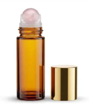 Rose Quartz Roller Bottle for Essential Oil, 50ml Roller Ball Applicator | Refillable Amber Glass Roll-On Bottle Leak-Proof Cap for Aromatherapy, Travel & Skincare Rose Quartz Roller Bottle for Essential Oil, 50ml Roller Ball Applicator | Refillable Amber Glass Roll-On Bottle Leak-Proof Cap for Aromatherapy, Travel & Skincare