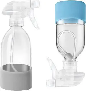 Tecohouse 360° 8 oz Clear Glass Spray Bottles with Silicone Sleeve 2 Pack | 360° All-Angle Spray, Nonslip Silicone Protective Covers, for Cleaning Solutions, Plants, Hair Care (Black & Brown) Tecohouse 360° 8 oz Clear Glass Spray Bottles with Silicone Sleeve 2 Pack | 360° All-Angle Spray, Nonslip Silicone Protective Covers, for Cleaning Solutions, Plants, Hair Care (Black & Brown)