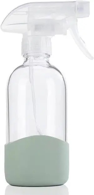 HOMBYS 8 Oz Empty Clear Glass Spray Bottles with Silicone Sleeve Protection Refillable Containers for Cleaning Solutions, Essential Oils, Misting Plants - Quality Sprayer - 1 Pack Boston Bottles HOMBYS 8 Oz Empty Clear Glass Spray Bottles with Silicone Sleeve Protection Refillable Containers for Cleaning Solutions, Essential Oils, Misting Plants - Quality Sprayer - 1 Pack Boston Bottles