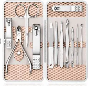Manicure Set, Stainless Steel Nail Clipper Set with Luxurious Travel Case | 12-Piece Set with Thicker Steel, Precision-ground Cutting Edges, and Smooth-finished Tools for Clean, Precise Trimming. Manicure Set, Stainless Steel Nail Clipper Set with Luxurious Travel Case | 12-Piece Set with Thicker Steel, Precision-ground Cutting Edges, and Smooth-finished Tools for Clean, Precise Trimming.