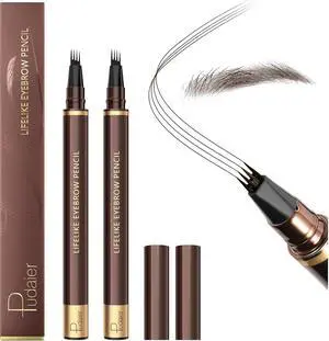 Eyebrow Pencil, 2Pcs Waterproof Microblading Eyebrow Pens, 4 Tip Precise Eye Brow Makeup Pen for Women to Effortlessly Create Hair Like Natural Brows, Non Dry Out and Last All Day (Brunette) Eyebrow Pencil, 2Pcs Waterproof Microblading Eyebrow Pens, 4 Tip Precise Eye Brow Makeup Pen for Women to Effortlessly Create Hair Like Natural Brows, Non Dry Out and Last All Day (Brunette)