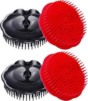Hair Scalp Brush Dandruff Cleaning Brush Shower Scalp Shampoo Brush Scalp Massager Pack of 4 (Black and red) Hair Scalp Brush Dandruff Cleaning Brush Shower Scalp Shampoo Brush Scalp Massager Pack of 4 (Black and red)