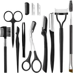 KINGMAS 9PCS Eyebrow Trimmer Face Razors Facial Trimmer Shaver Kit | Eyelash Comb, Angled Brush, Grooming Scissors, Brow Tweezers for Women KINGMAS 9PCS Eyebrow Trimmer Face Razors Facial Trimmer Shaver Kit | Eyelash Comb, Angled Brush, Grooming Scissors, Brow Tweezers for Women