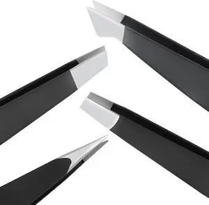 4-Pack Eyebrow Tweezers, Stainless Steel, Precision, Black | Professional-grade tweezers for facial hair, chin hair & eyebrow shaping. Suitable for men and women. 4-Pack Eyebrow Tweezers, Stainless Steel, Precision, Black | Professional-grade tweezers for facial hair, chin hair & eyebrow shaping. Suitable for men and women.