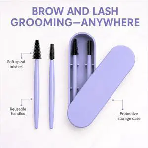 Eyebrow And Eyelash Brush Reusable With Case, Makeup Kit, Makeup Brushes Set, Reusable Cosmetic Brush Makeup Tool, Profesional Brush Makeup Comb (Purple) Eyebrow And Eyelash Brush Reusable With Case, Makeup Kit, Makeup Brushes Set, Reusable Cosmetic Brush Makeup Tool, Profesional Brush Makeup Comb (Purple)