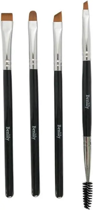 4pcs Eyebrow Brushes Set Eyeliner Groom Kit - Angled, Flat, Shader, and Spoolie Brush 4pcs Eyebrow Brushes Set Eyeliner Groom Kit - Angled, Flat, Shader, and Spoolie Brush