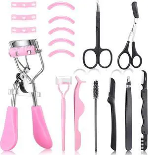 17 Pcs Eyelash Curlers Kit Lash Curler Eyelash Comb Seperator Extension Tweezers Eyebrow Brush Scissors False Eyelashes Applicator Eyebrow Trimmer Silicone Refills Pads for Women(Pink) 17 Pcs Eyelash Curlers Kit Lash Curler Eyelash Comb Seperator Extension Tweezers Eyebrow Brush Scissors False Eyelashes Applicator Eyebrow Trimmer Silicone Refills Pads for Women(Pink)